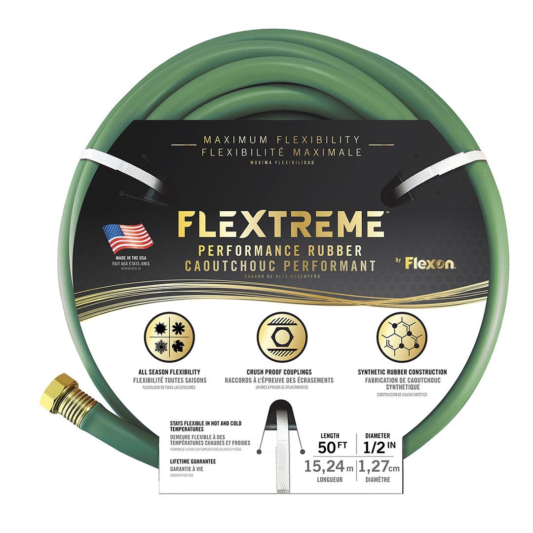 Flexon Flextreme Rubber Hose, 1/2-in. X 50-Ft, Green