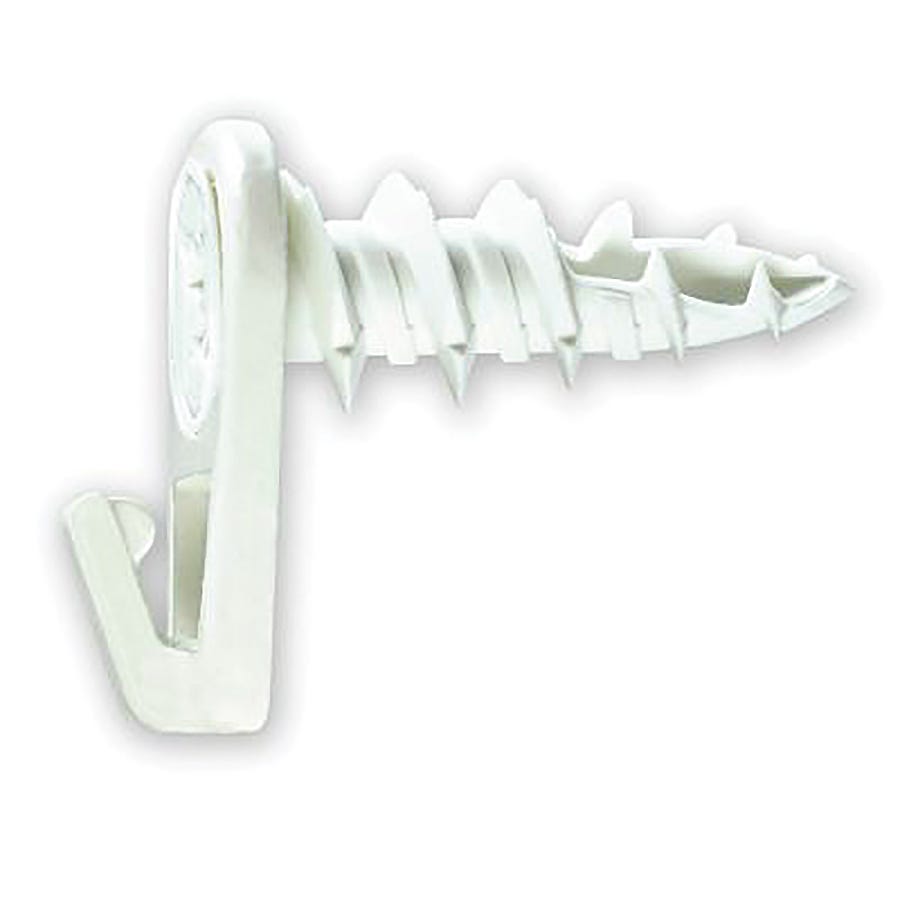 Screws-In Picture Hook, #6, White, 4/Pack