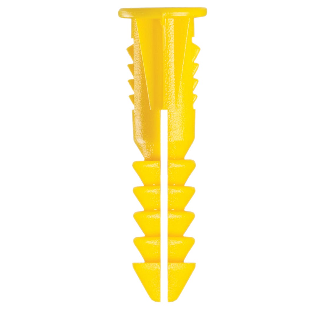 Plastic Anchor, #4 and #6, + Screws x 1-1/4 in., Yellow, 100/Pack