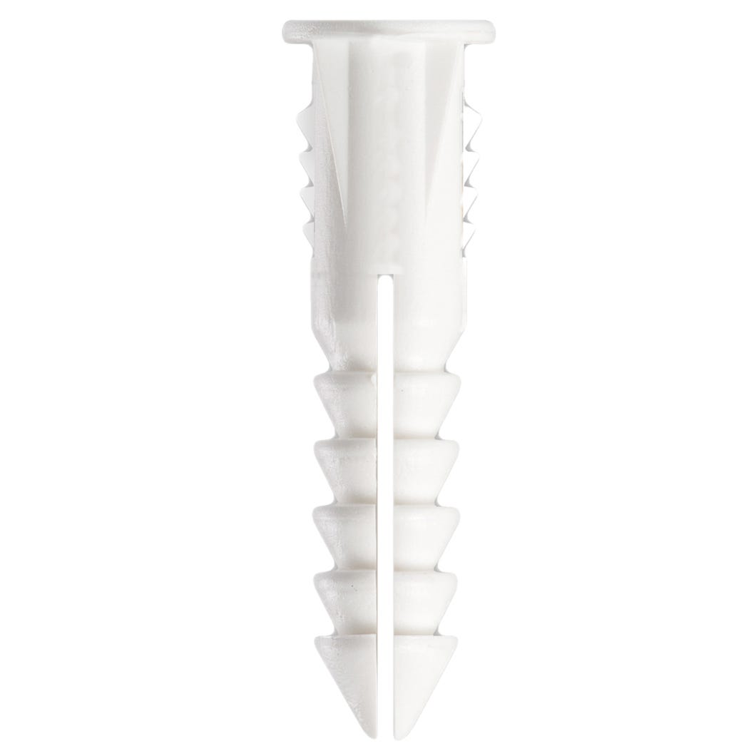 Plastic Anchor, #6 and #8, + Screws x 1-1/4 in., White, 18/Pack