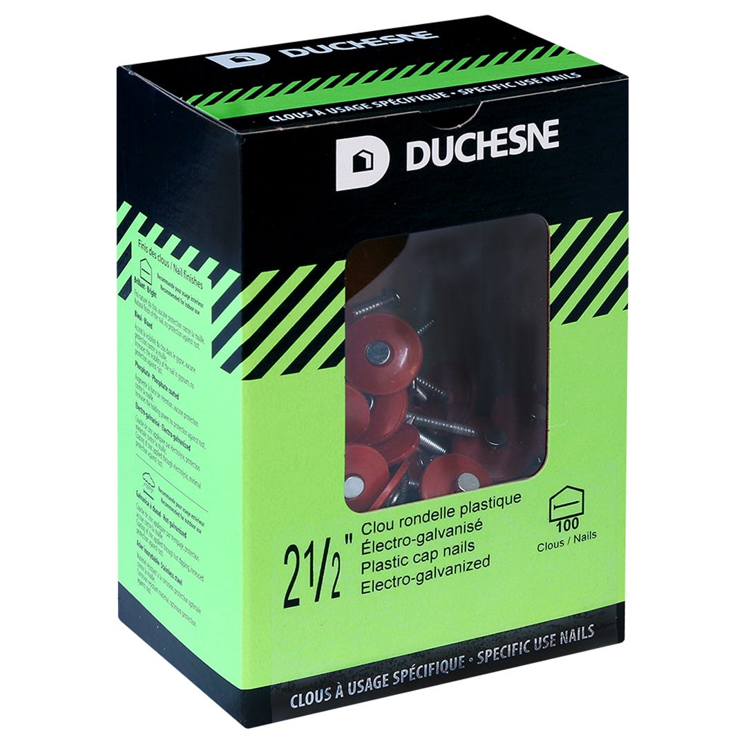 Plastic Cap Nails, 2-1/2 in., 100/Box