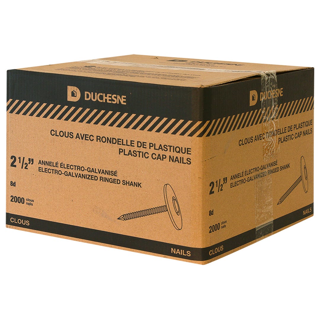 Plastic Cap Nails, 2-1/2-in., 2000/Box