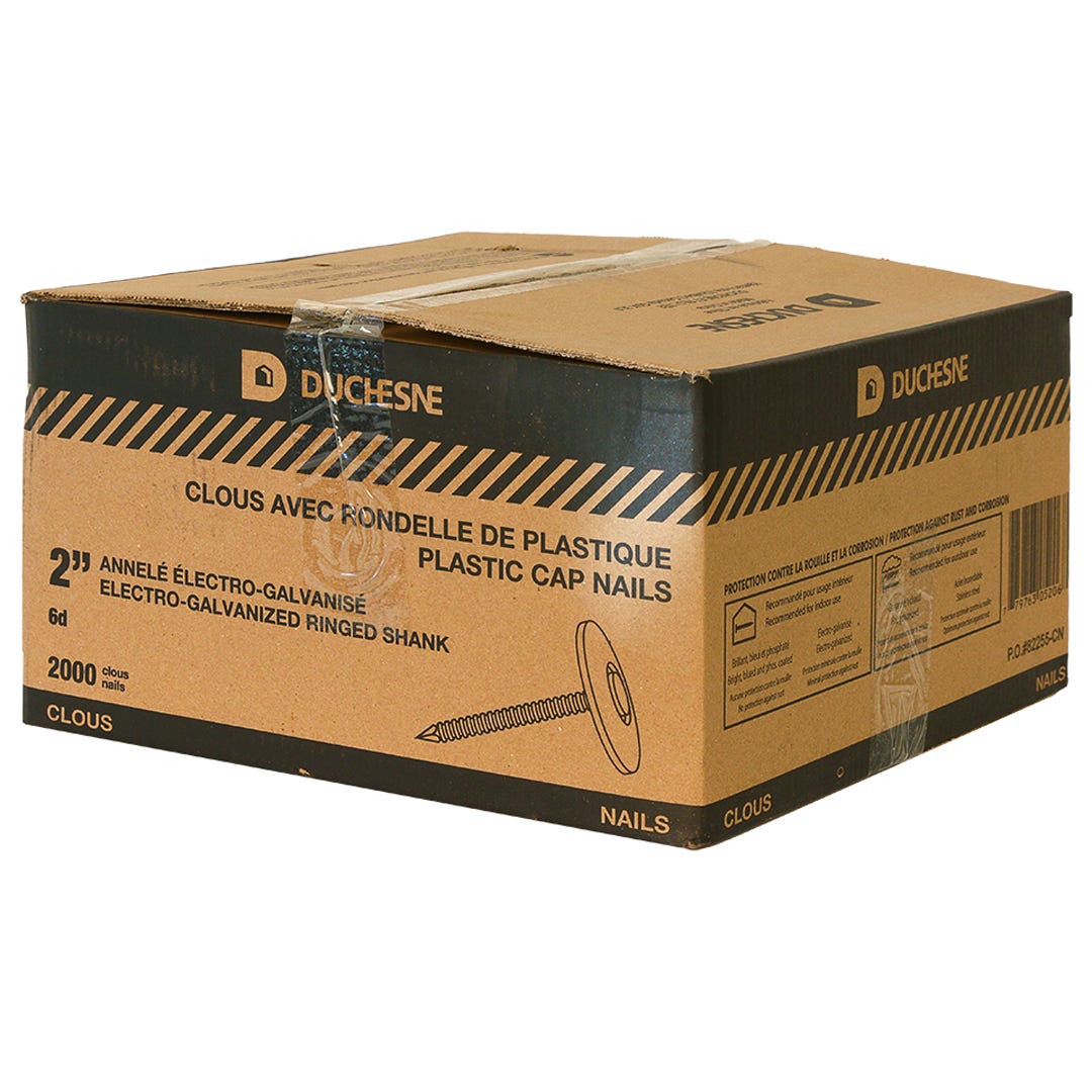 Plastic Cap Nails, 2 in., 2000/Box
