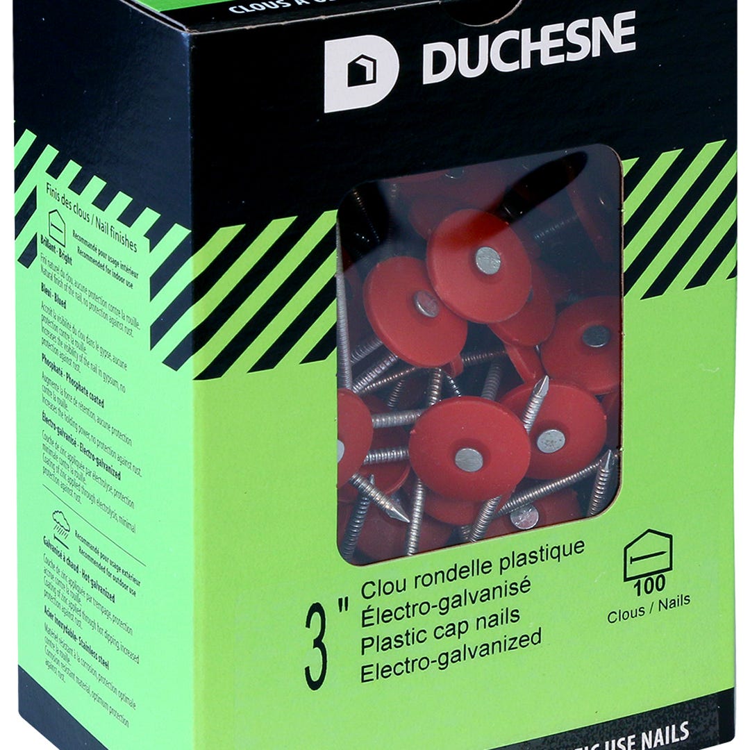 Plastic Cap Nails, 3 in., 100/Box