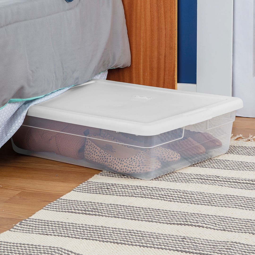 Plastic Storage Tote With Lid, 27 L