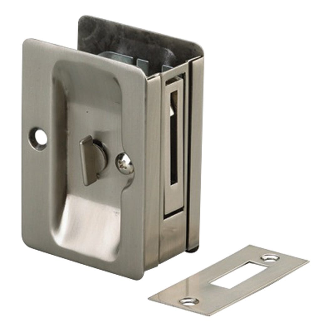 Pocket Door Lock Privacy 3 1/4-in., Steel/Brass