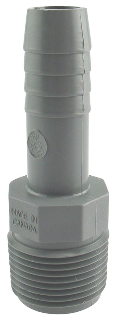 Poly Reducing Adaptor, Male, 3/4-in. Mpt X 1/2-in. INS