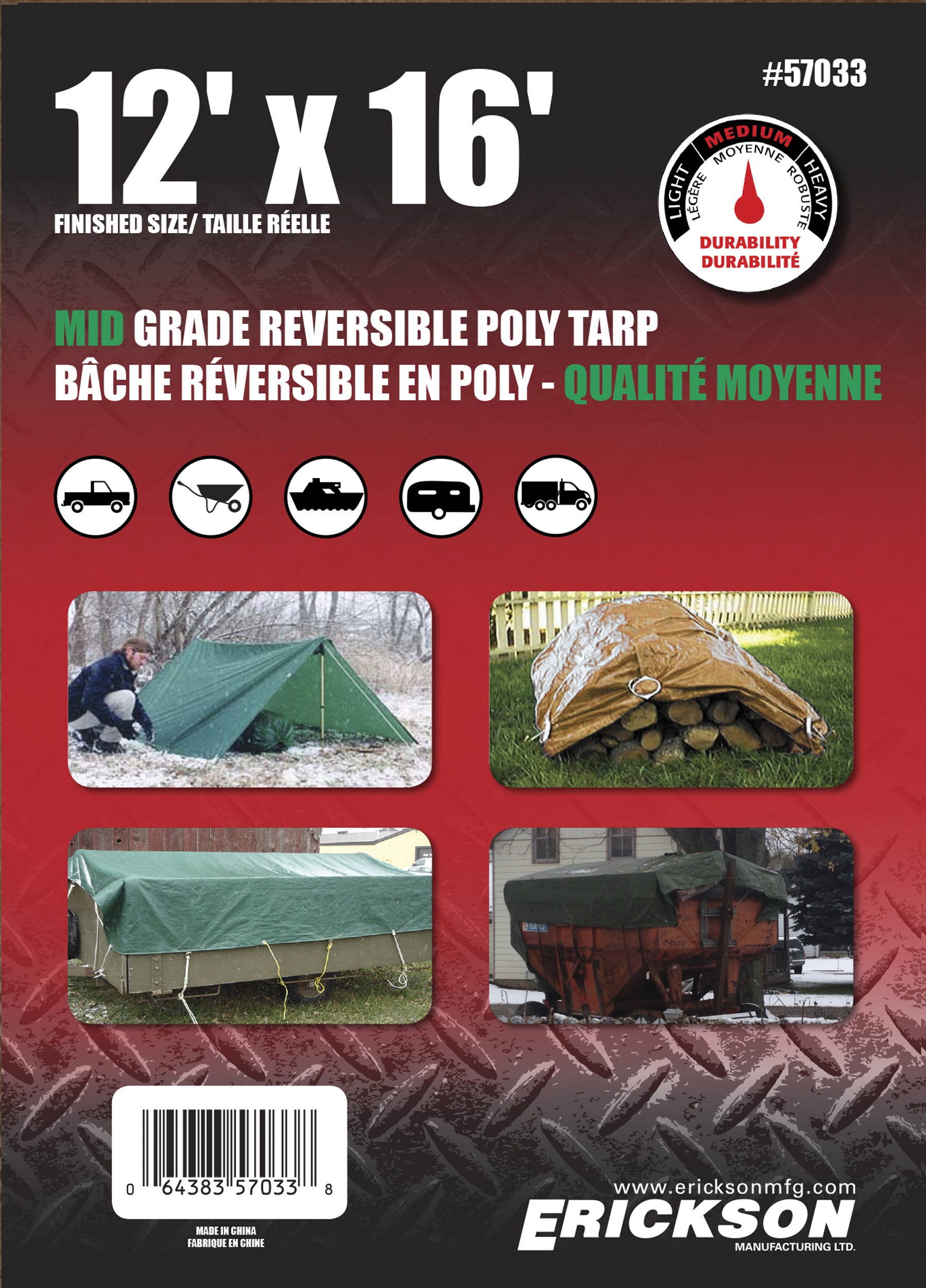 Poly Tarp, Reversible, 12-ft. X 16-ft.
