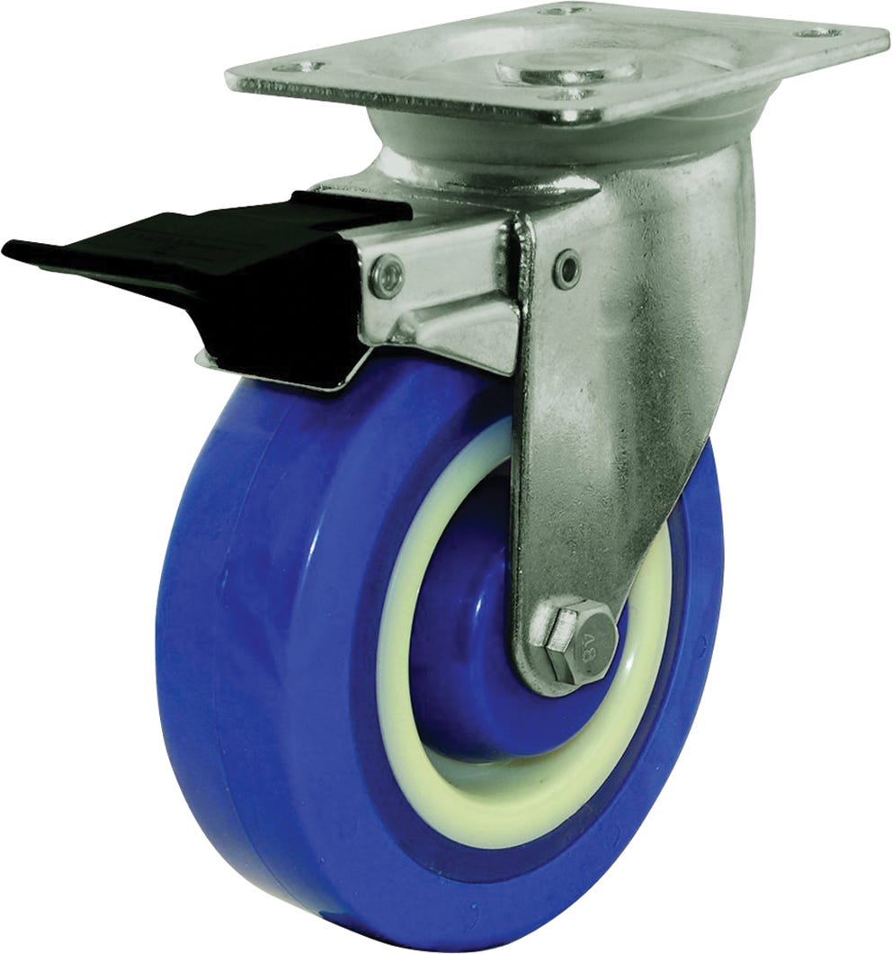 Polyamide swivel caster with brake max. 440 lbs