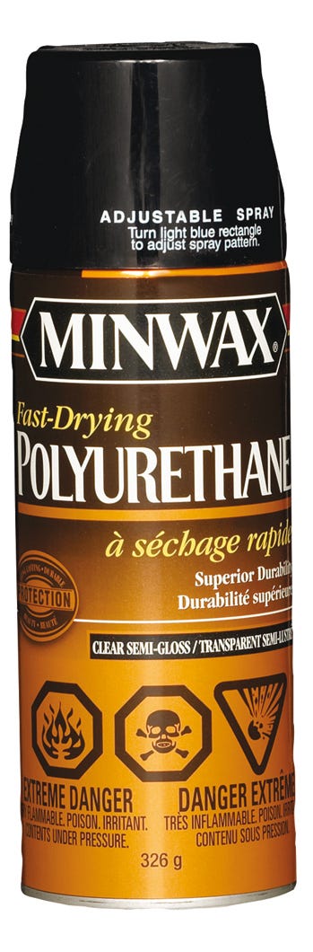 Polyurethane Spray Varnish, Superior Durability Multi Surface, Clear Semi Gloss, 326 G