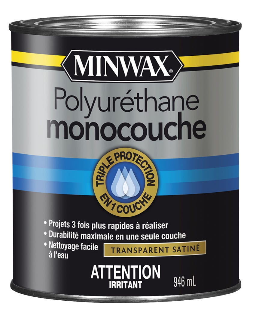 Polyurethane Varnish, One Coat, Clear Satin, 946 ml