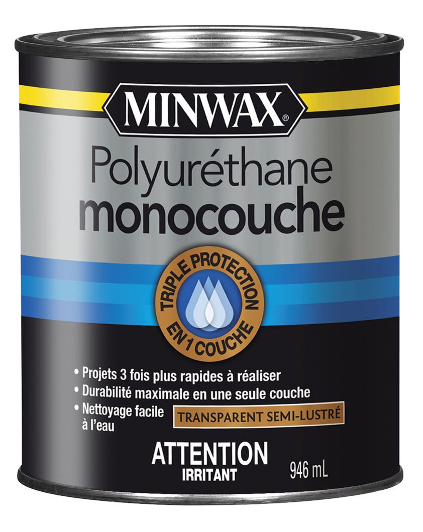 Polyurethane Varnish, One Coat, Clear Semi-Gloss, 946 ml