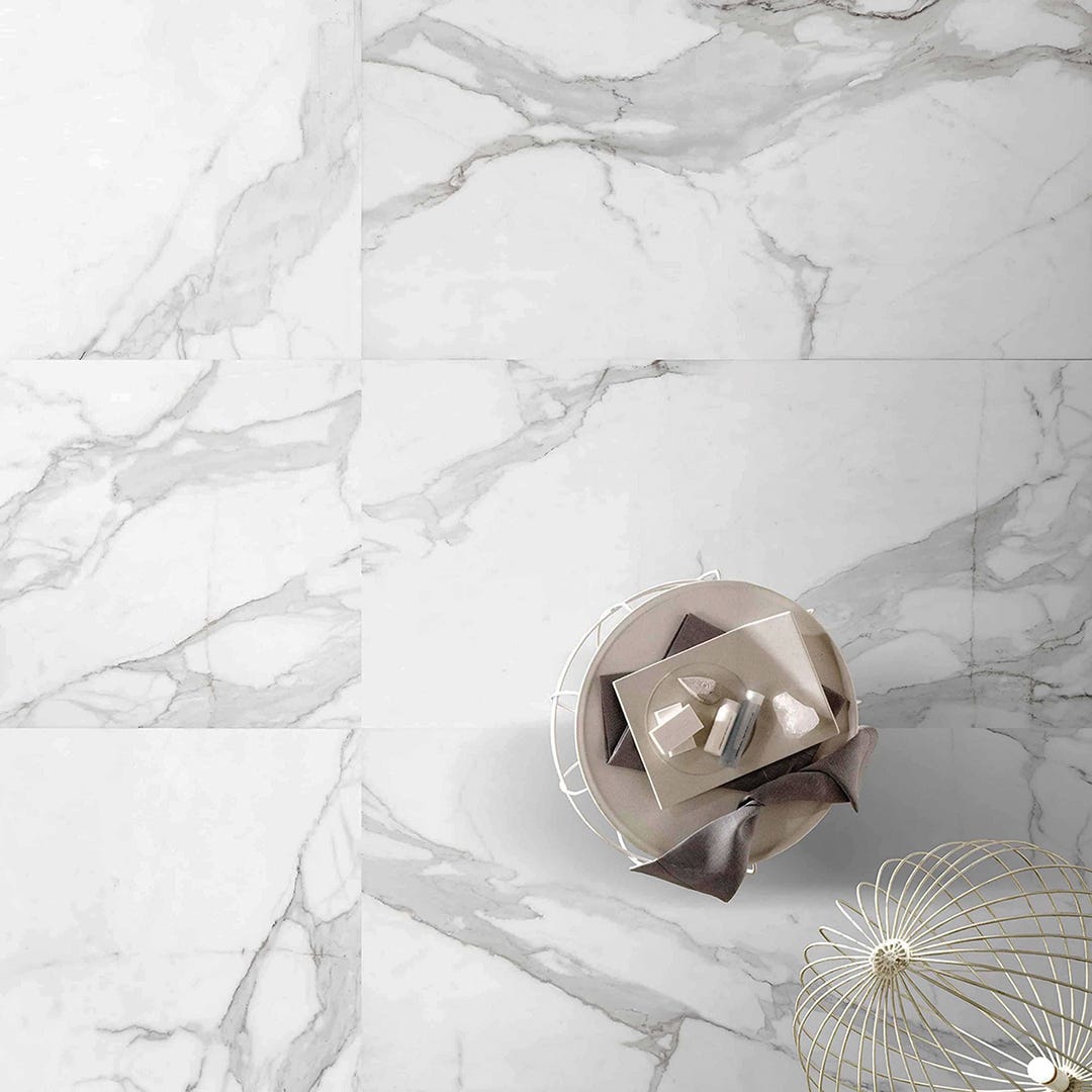 GLAMOUR Porcelain Tile, 11.6 in. x 23.6 in., Polish Calacatta