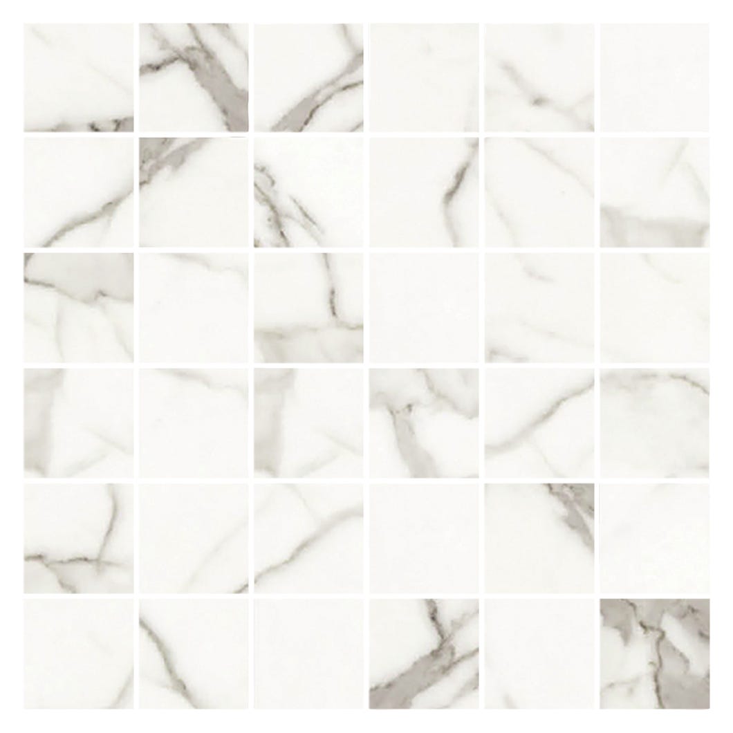 GLAMOUR Porcelain Ceramic Mosaic, 2 in. x 2 in., Polish Calacatta