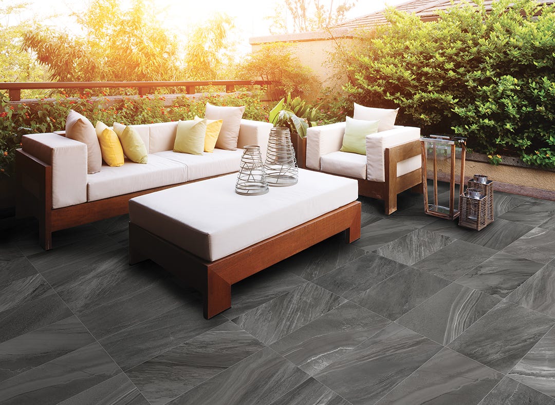 ANTRACITE Porcelain tile, 12 in. x 24 in., gray