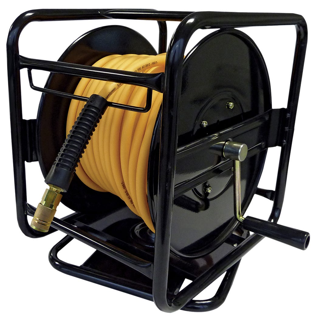 Portable hose reel with air hose