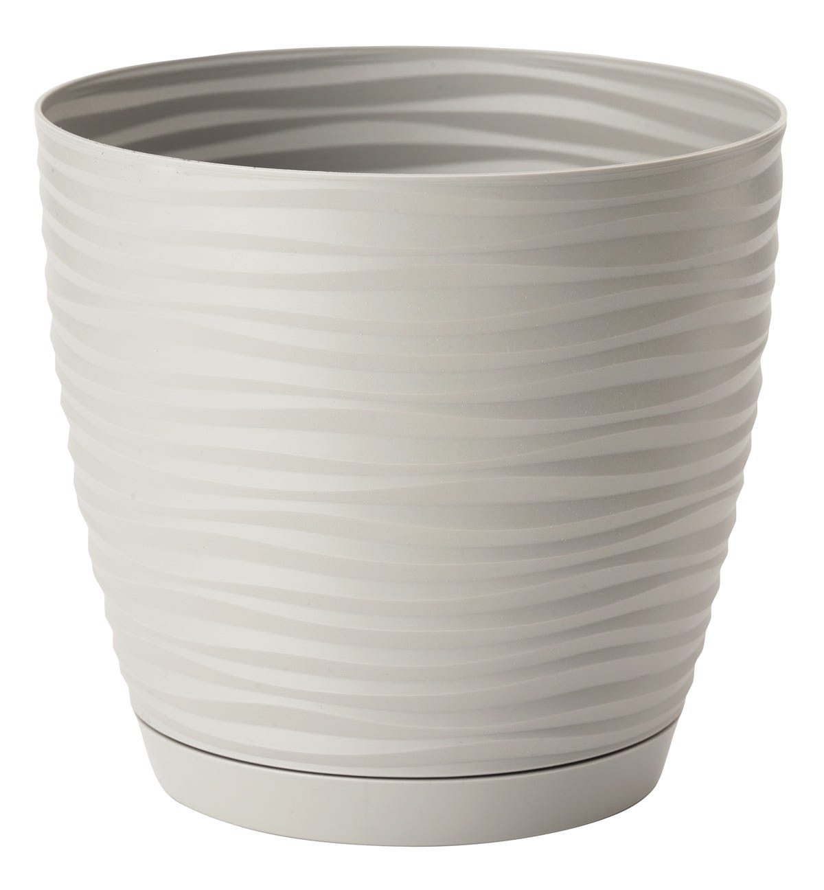 Sahara Planter & Saucer, 10.5-in., Light Grey
