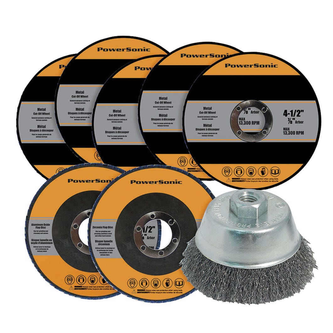 PowerSonic Grinding Disc and Brush Kit, General Purpose, 8/pk