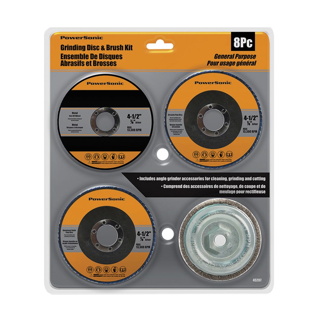 PowerSonic Grinding Disc and Brush Kit, General Purpose, 8/pk