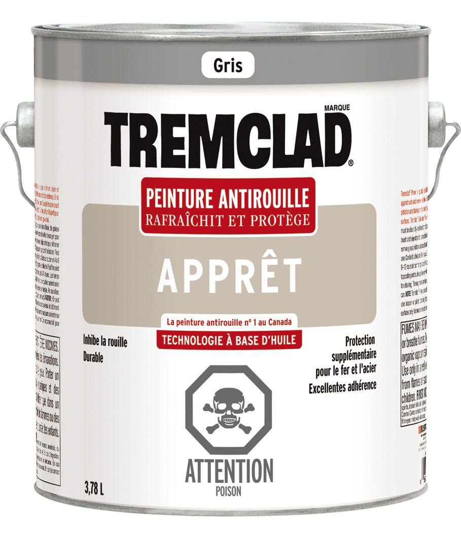 Primer/Anti-Rust Paint Oil-Based, Grey, 3.78 L