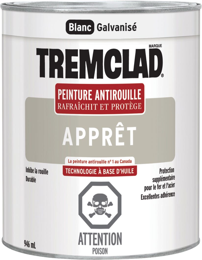 Primer/Anti-Rust Paint Oil-Based, Galvanised White, 946 ml
