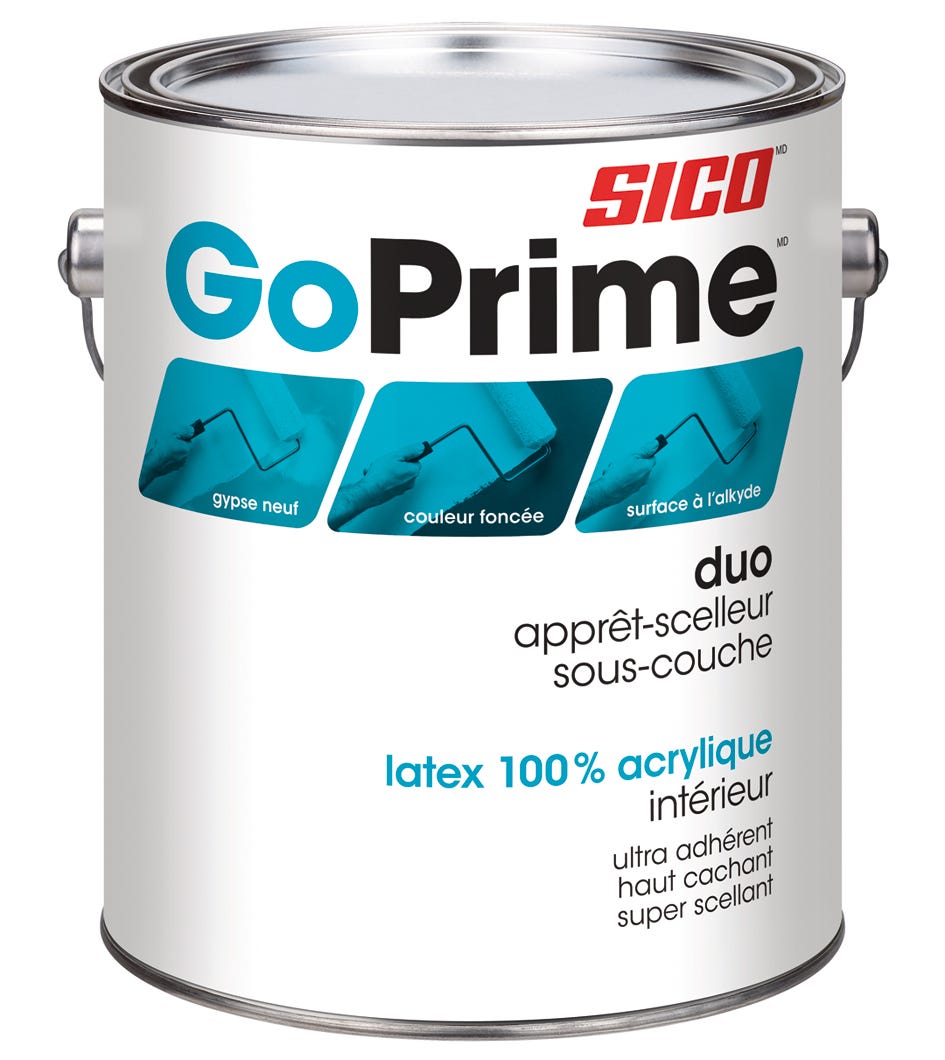 GO PRIME Interior Latex Duo Sealer and Primer, Pure White, 3.78 L