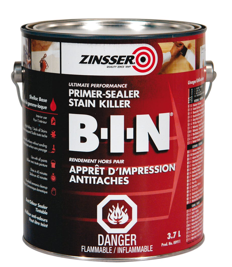 Primer/Sealer, Interior Stain Killer, White, 3.7 L