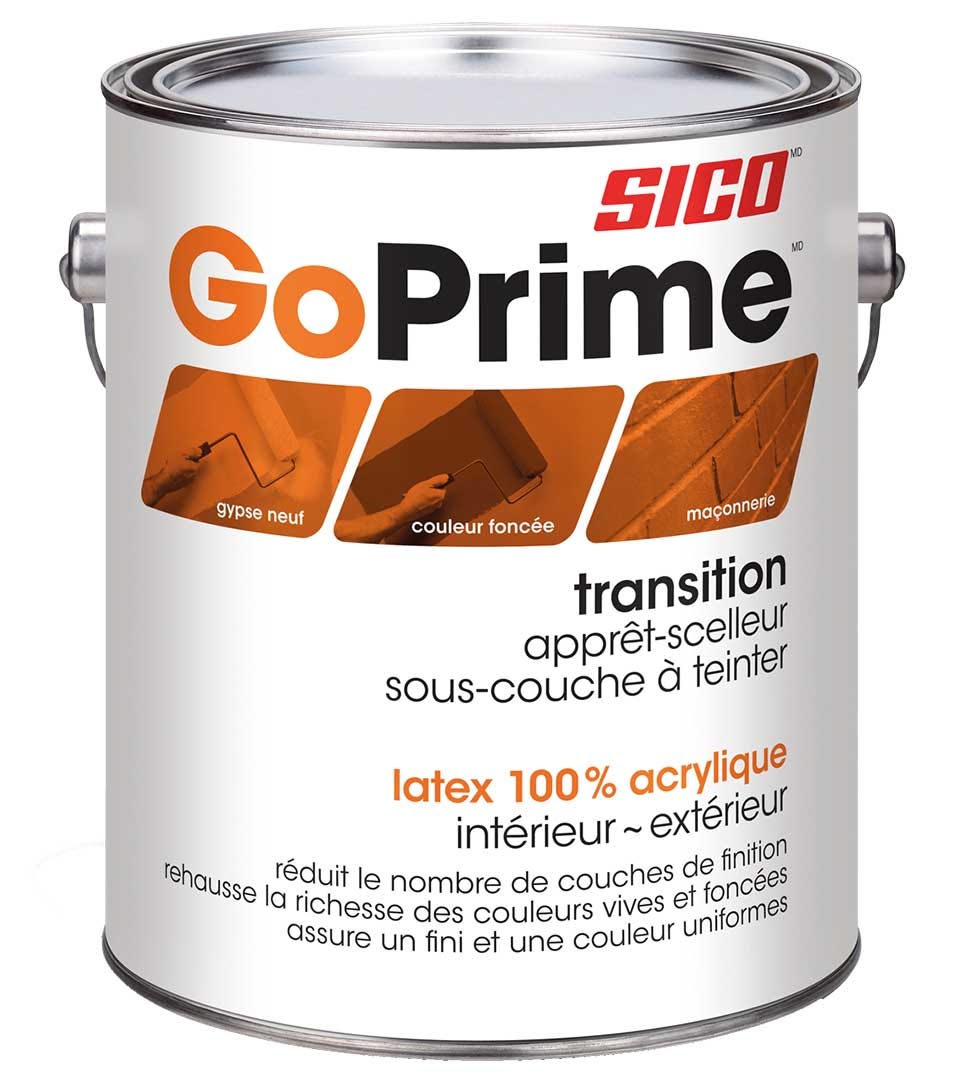 GO PRIME Interior/Exterior Transitional Latex Sealer and Primer, 100% Acrylic, Tint Base, 946 ml