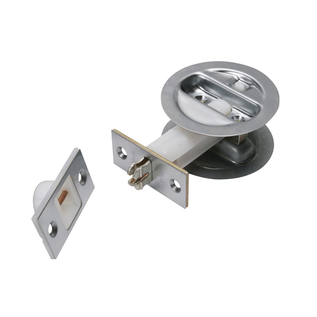 Private handle round with latch for pocket door