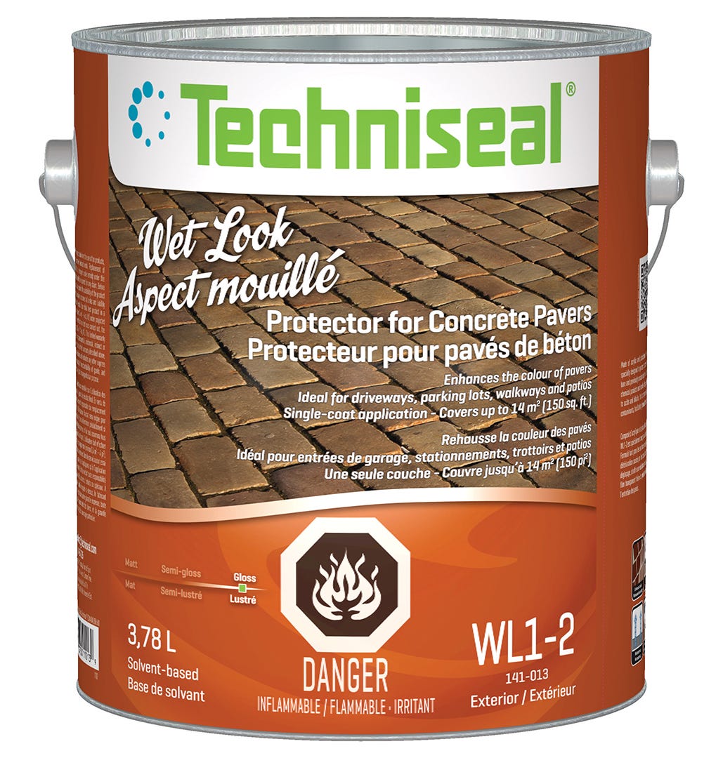 Protector for Concrete Pavers, Solvent-Based, Gloss Finish, Wet Look, 3.78 L
