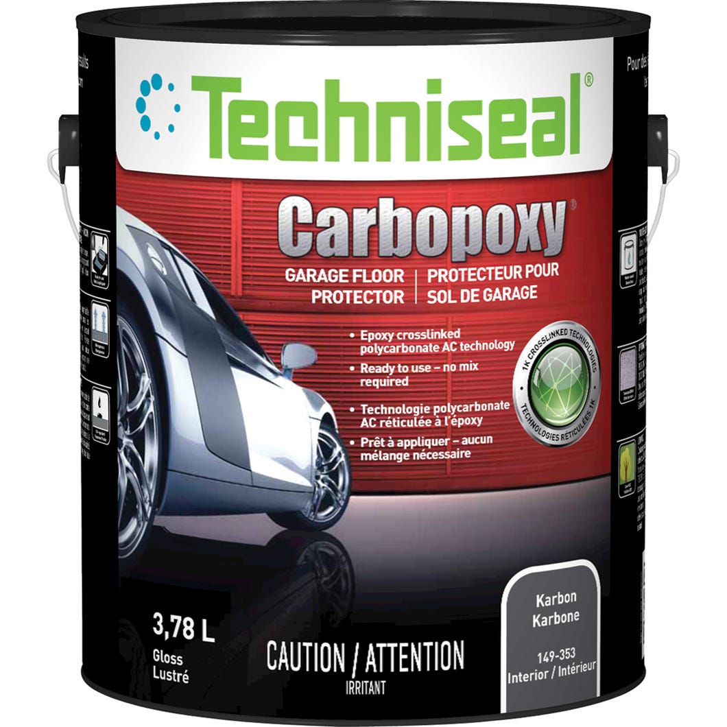 Garage Floor Protector, Glossy Finish, Karbone, 3.78 L