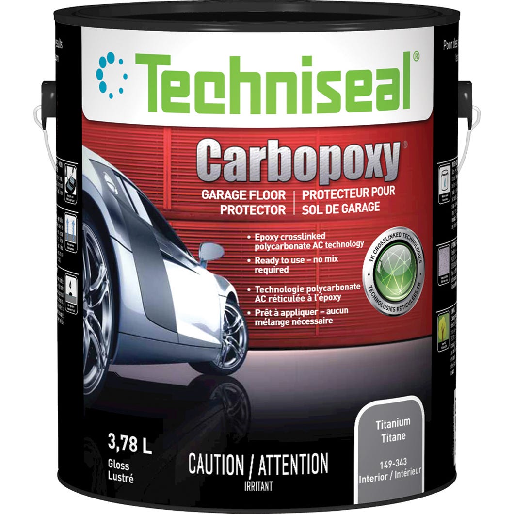 Garage Floor Protector, Glossy Finish, Titanium, 3.78 L