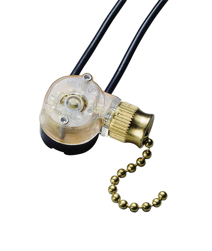 Pull Chain Switch Single Pole Single Throw 1Circuit, On-Off