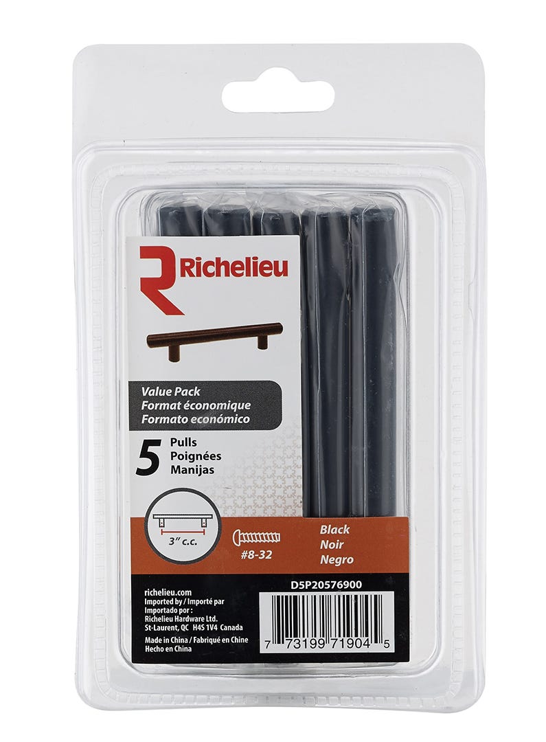 Metal Pulls, Mat Black, 76 mm (8/32)