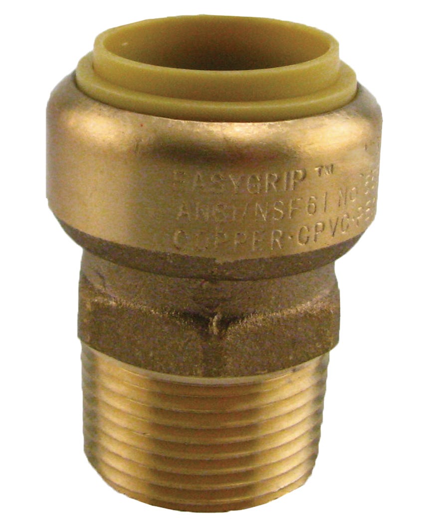 Push Fit Adapter Solid Brass, Lead-Free, 1/2-in. Pf X 1/2-in. Mpt