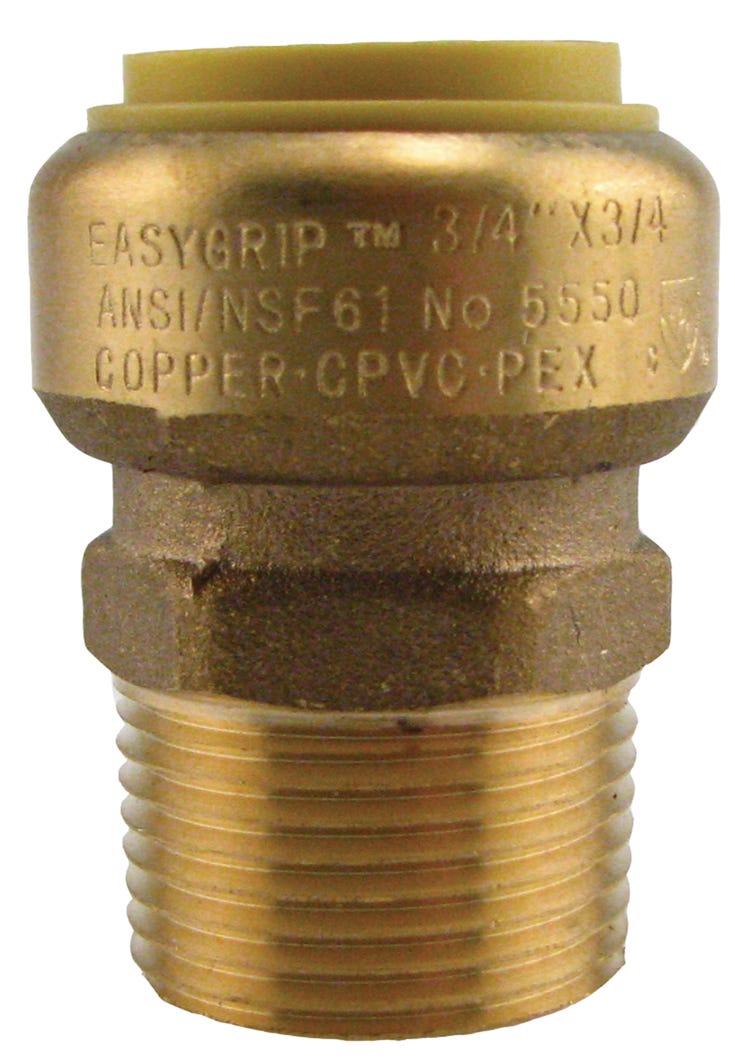 Push Fit Adapter Solid Brass, Lead-Free, 3/4-in. Pf X 3/4-in. Mpt