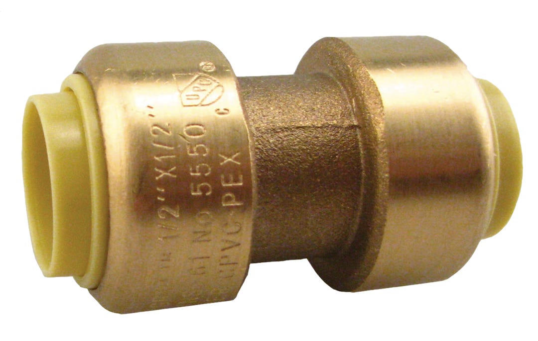 Push Fit Coupling Solid Brass, Lead-Free, 1/2-in. Cts