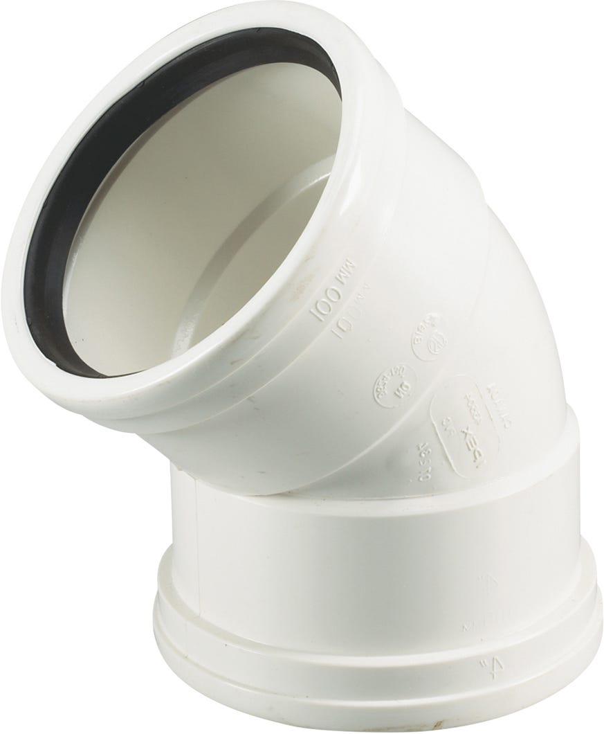 PVC Connector 45° Elbow F for Sewer, 4-in.