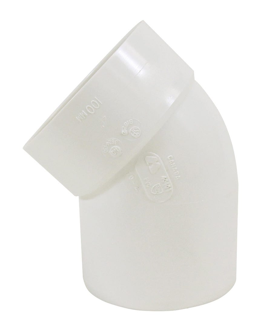 PVC Connector 45° Elbow Male for Sewer, 4-in.