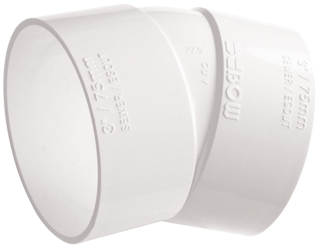PVC Connector Elbow 22 1/2° for Sewer, 4-in.