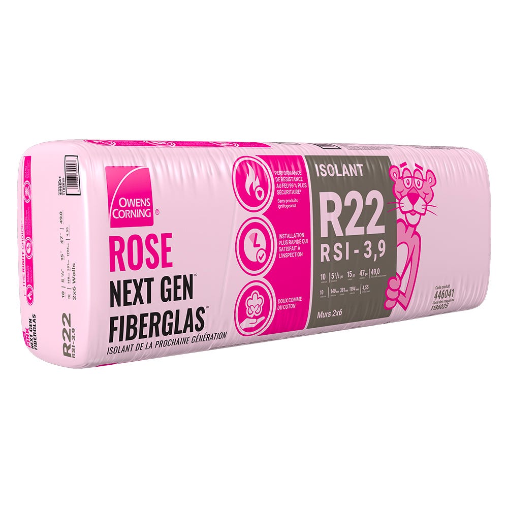 R-22 Pink Next Gen Fiberglas insulation, 5-1/2 in. x 15 in. x 47 in.