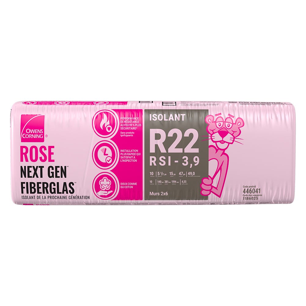 R-22 Pink Next Gen Fiberglas insulation, 5-1/2 in. x 15 in. x 47 in.