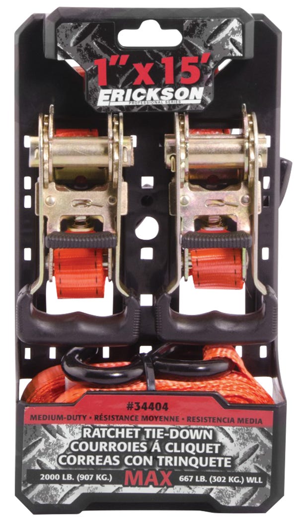 Ratcheting Tie-Down, 2000 lbs, Medium-Duty