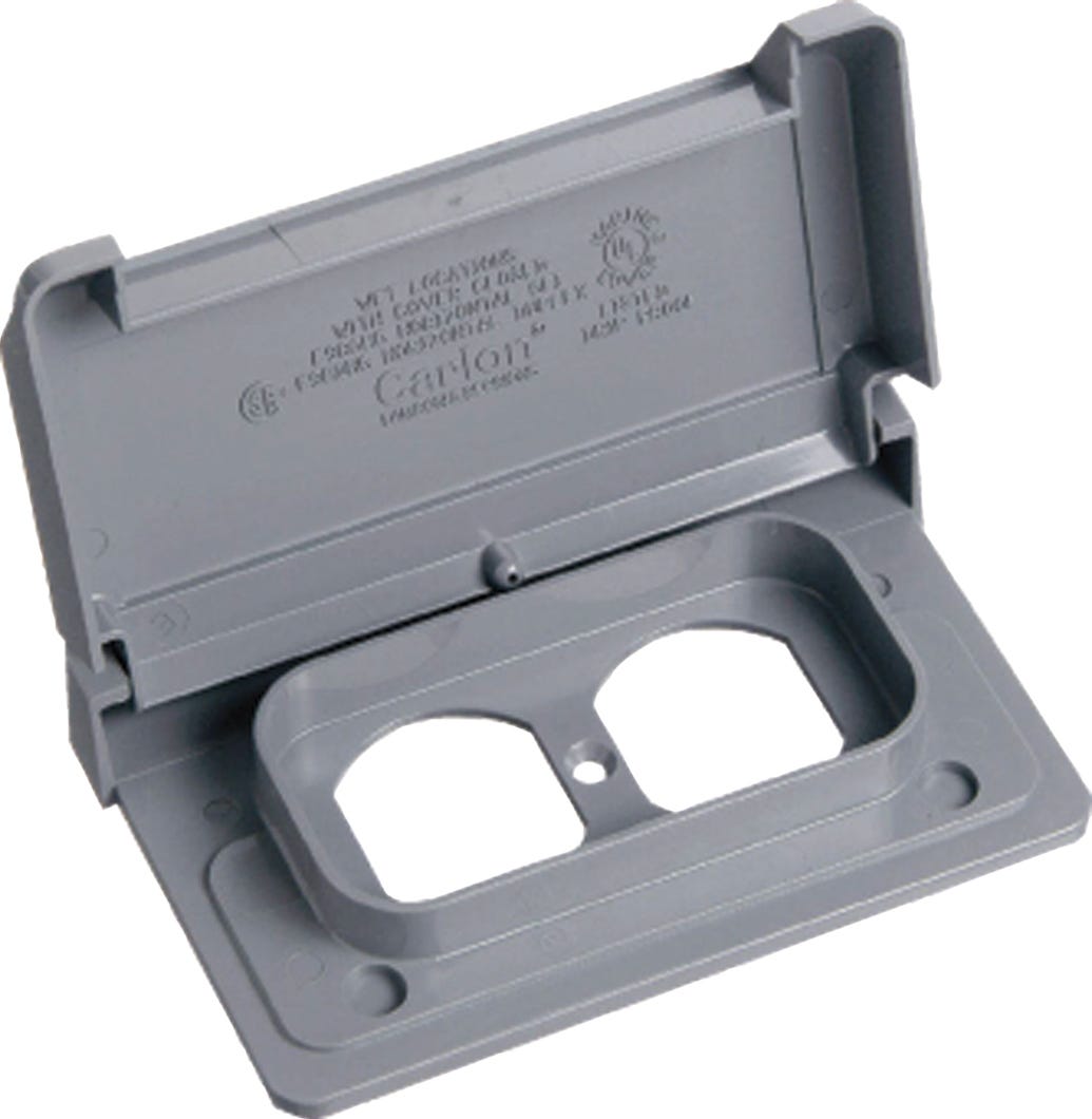Receptacle Cover Weatherproof Horizontal, Duplex, PVC, 1 Gang