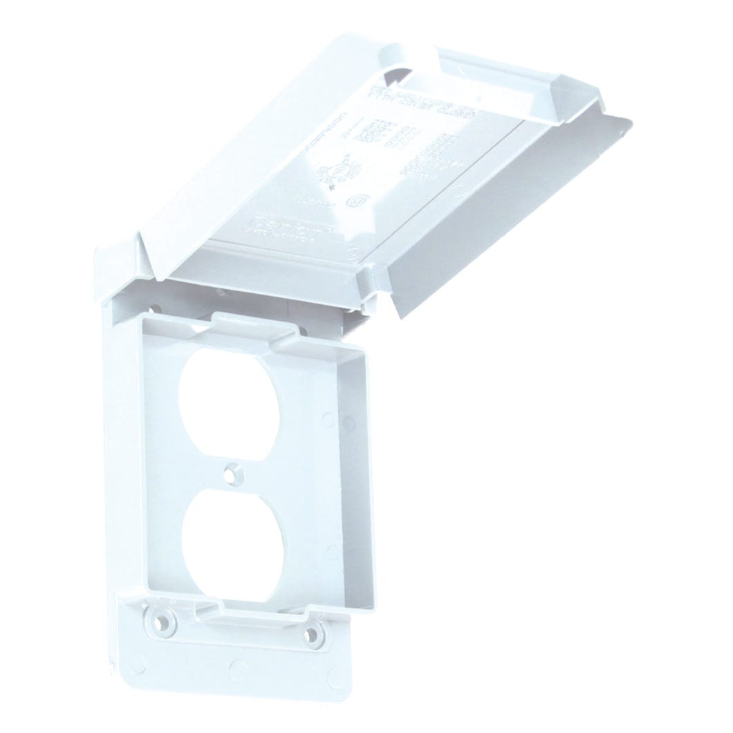 Receptacle Cover Weatherproof Vertical, Duplex, PVC, 1 Gang