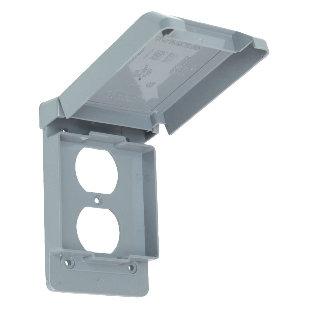 Receptacle Cover Weatherproof Vertical, Duplex, PVC, 1 Gang