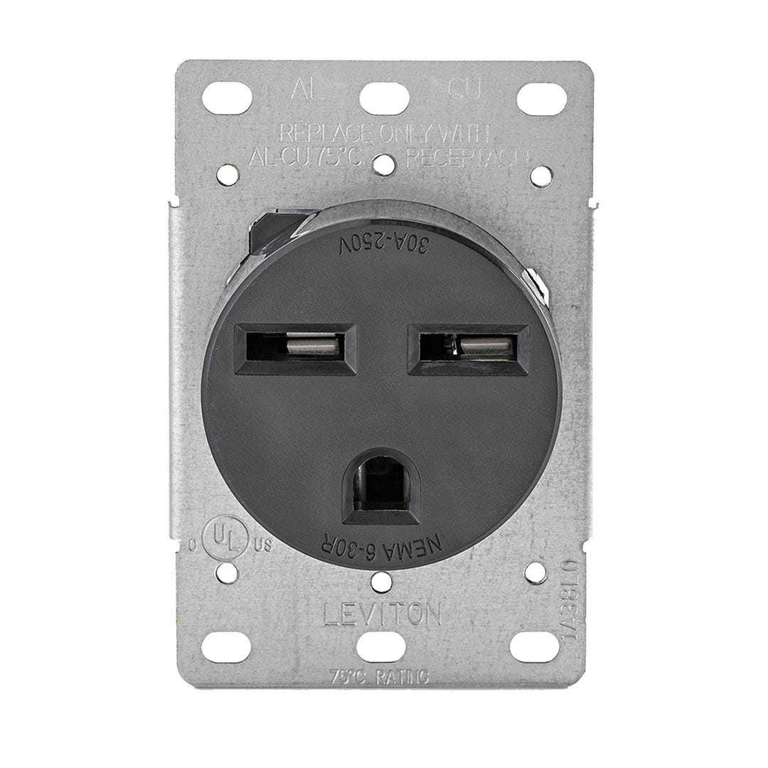 Receptacle single flush, 30 A, 250 V