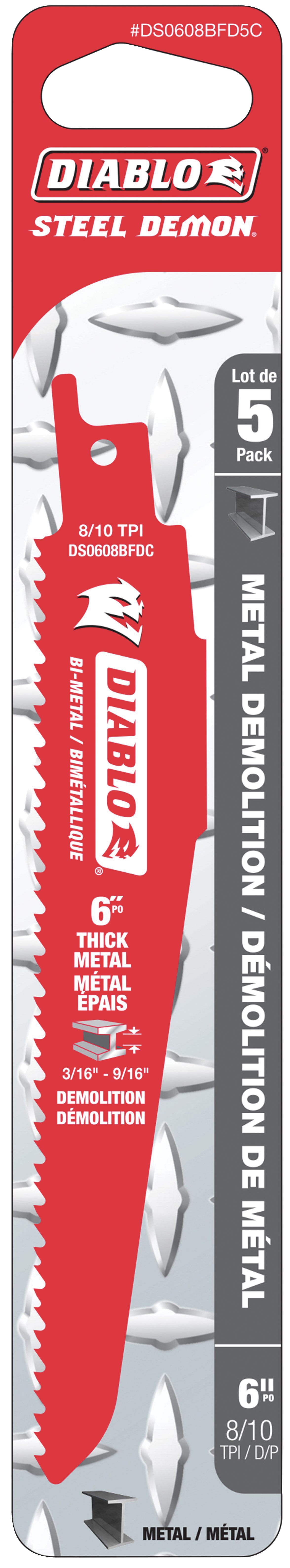 Reciprocating Blade for Thick Metal 6-in. X 8/10-in., 5/Pack