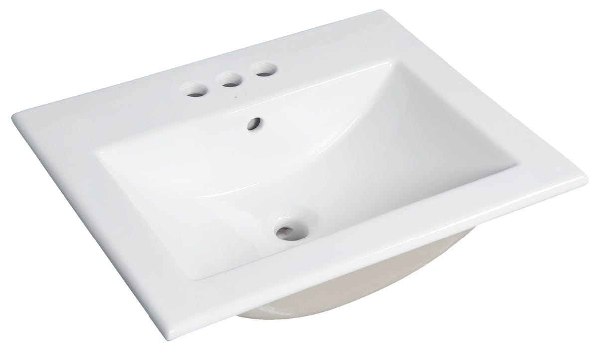 Rectangle drop-in sink, 4'' center faucet hole, rear overflow, faucet and drain not included