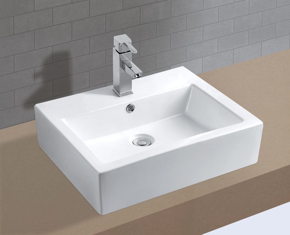 Rectangle Vessel Sink, 20-in. X 16-in. X 6.5-in., White